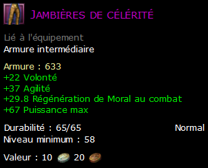 Jambières de célérité