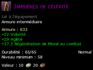 Jambières de célérité