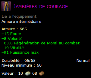 Jambières de courage