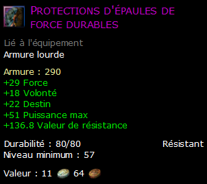 Protections d'épaules de force durables