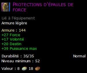 Protections d'épaules de force