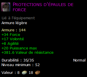 Protections d'épaules de force