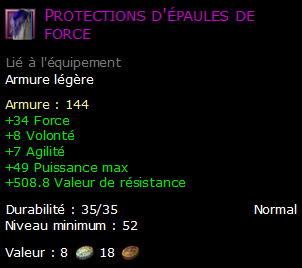 Protections d'épaules de force