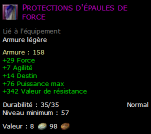 Protections d'épaules de force