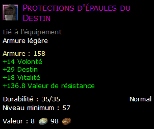 Protections d'épaules du Destin