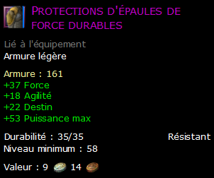 Protections d'épaules de force durables