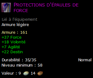 Protections d'épaules de force