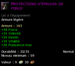 Protections d'épaules de force