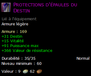 Protections d'épaules du Destin