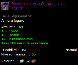 Protections d'épaules de force