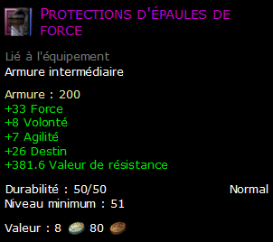 Protections d'épaules de force