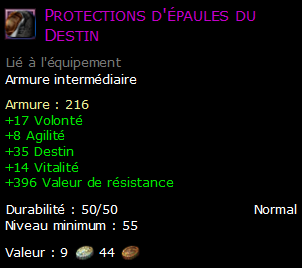 Protections d'épaules du Destin