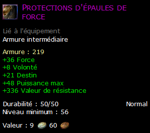 Protections d'épaules de force