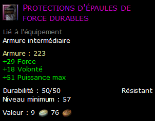 Protections d'épaules de force durables