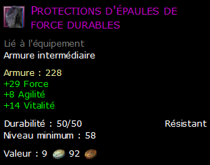 Protections d'épaules de force durables