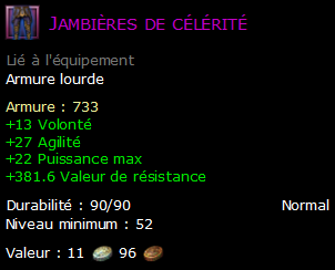 Jambières de célérité