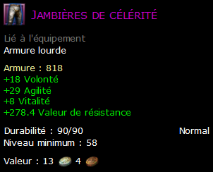 Jambières de célérité