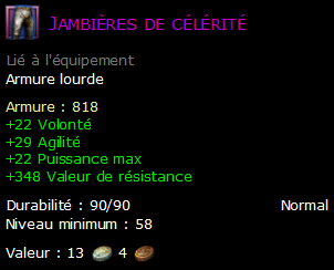 Jambières de célérité