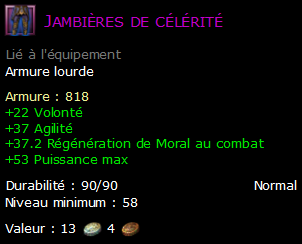 Jambières de célérité