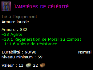 Jambières de célérité