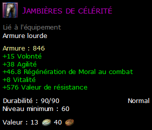 Jambières de célérité