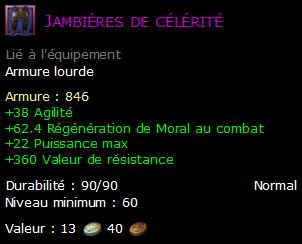 Jambières de célérité