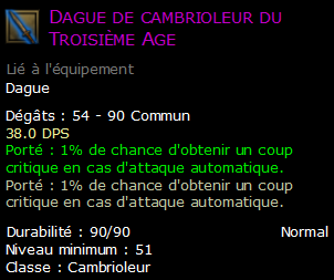 Dague de cambrioleur du Troisième Age