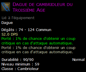 Dague de cambrioleur du Troisième Age