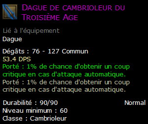 Dague de cambrioleur du Troisième Age