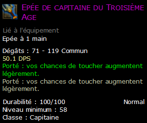 Epée de capitaine du Troisième Age