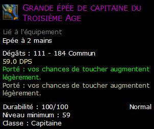 Grande épée de capitaine du Troisième Age