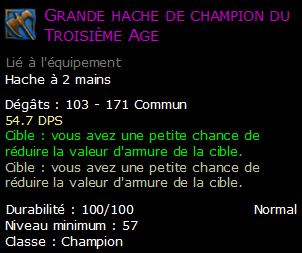 Grande hache de champion du Troisième Age