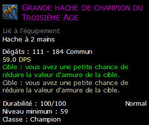 Grande hache de champion du Troisième Age