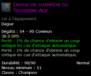 Dague de champion du Troisième Age