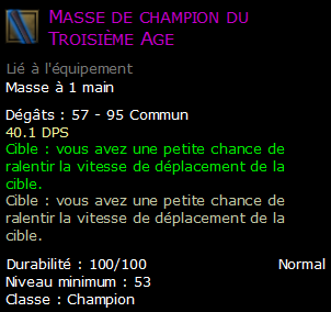 Masse de champion du Troisième Age