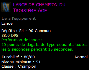 Lance de champion du Troisième Age