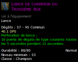 Lance de champion du Troisième Age