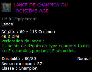 Lance de champion du Troisième Age