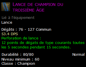 Lance de champion du troisième âge