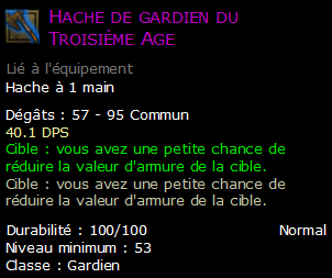 Hache de gardien du Troisième Age