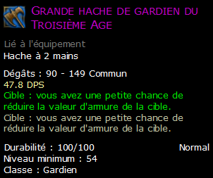 Grande hache de gardien du Troisième Age