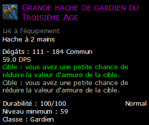 Grande hache de gardien du Troisième Age