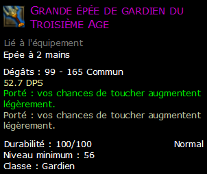 Grande épée de gardien du Troisième Age