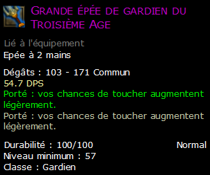 Grande épée de gardien du Troisième Age