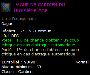 Dague de gardien du Troisième Age