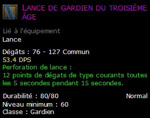 Lance de gardien du troisième âge