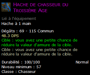 Hache de chasseur du Troisième Age