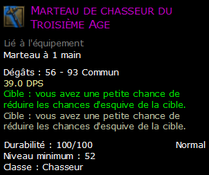 Marteau de chasseur du Troisième Age