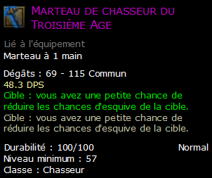 Marteau de chasseur du Troisième Age