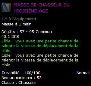 Masse de chasseur du Troisième Age